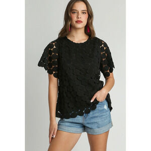 Umgee Black Textured Blouse